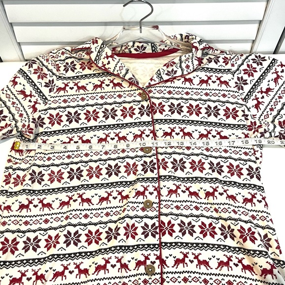 Burt’s Bees Baby Womens Organic Cotton Dashing Deer Holiday Christmas Pajama Top - Picture 7 of 10